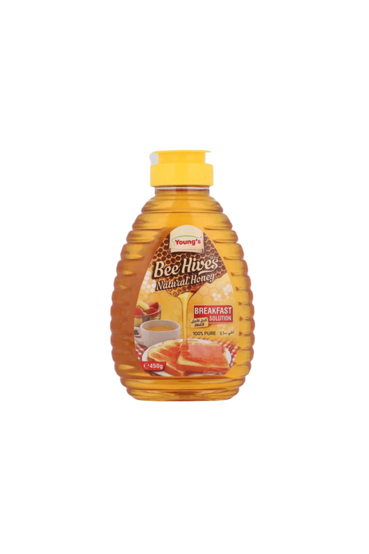 youngs bee hives natural honey 450g bottle