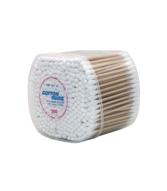 wood cotton bud 300pc square pak jar